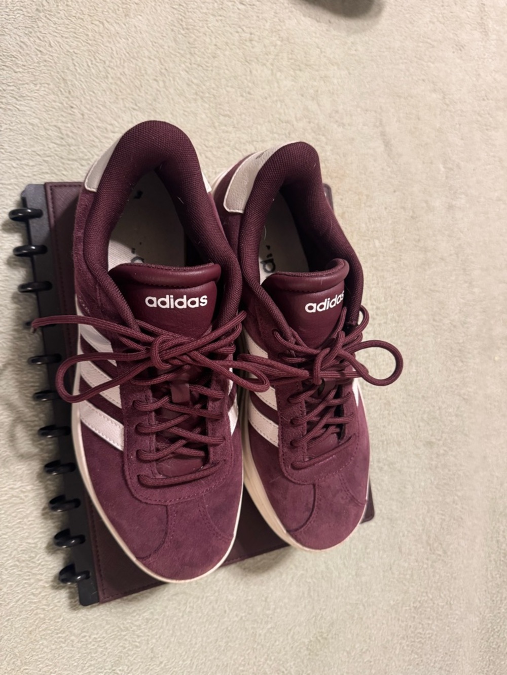 Adidas Burgundy and White Suede Low-Top